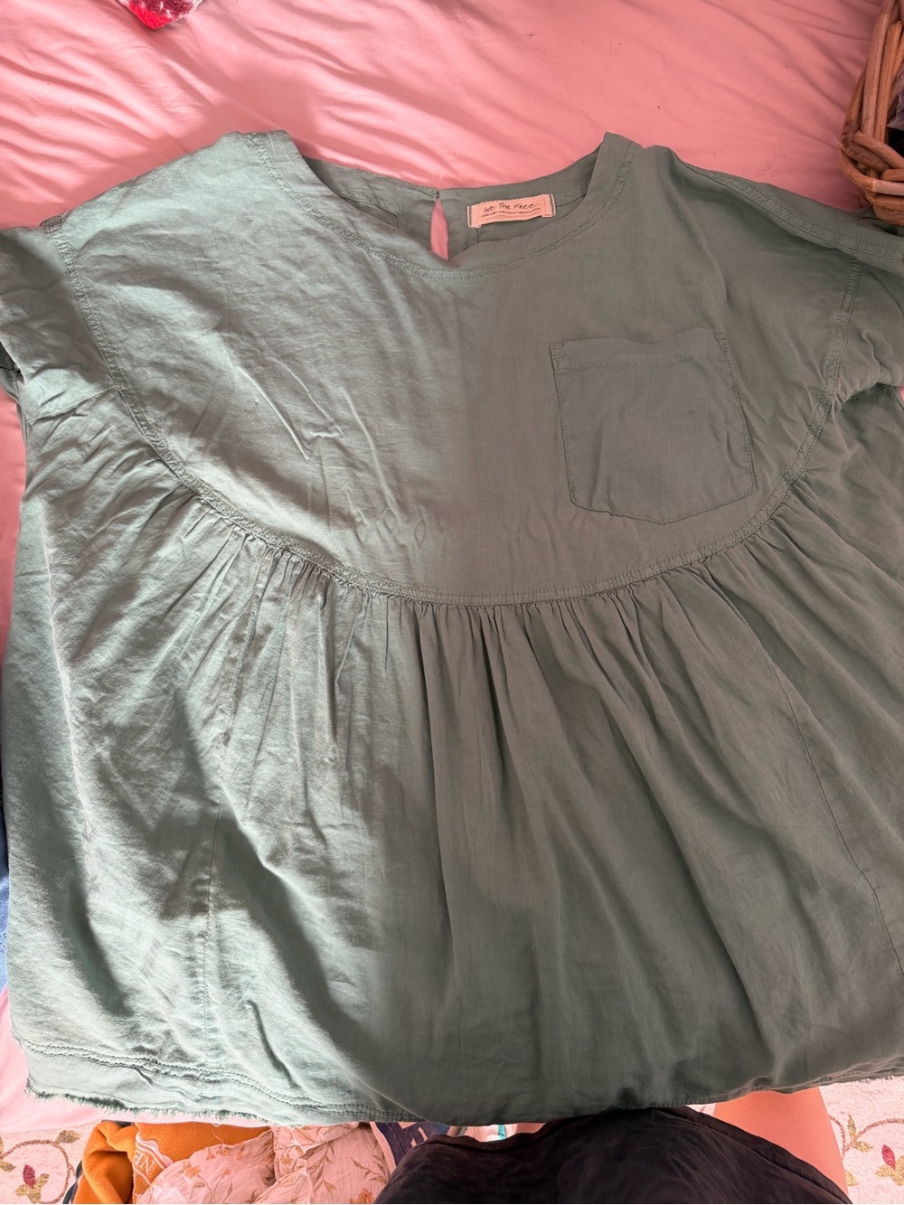Sage Green we the free Tiered Short Sleeve Tunic
